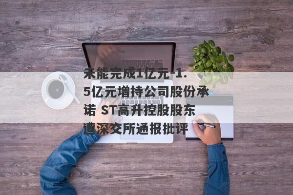 未能完成1亿元-1.5亿元增持公司股份承诺 ST高升控股股东遭深交所通报批评