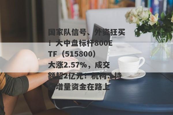 国家队信号、外资狂买！大中盘标杆800ETF（515800）大涨2.57%，成交额超2亿元！机构：持续增量资金在路上