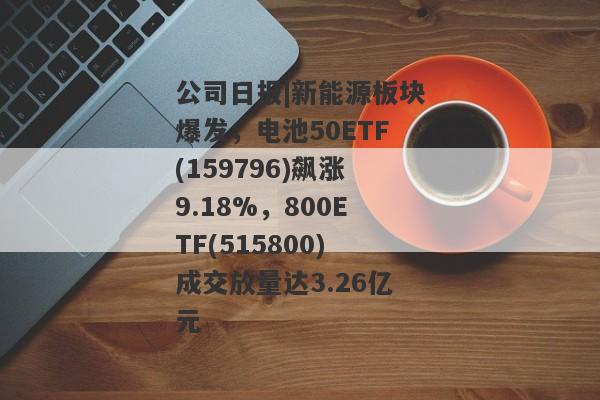 公司日报|新能源板块爆发，电池50ETF(159796)飙涨9.18%，800ETF(515800)成交放量达3.26亿元