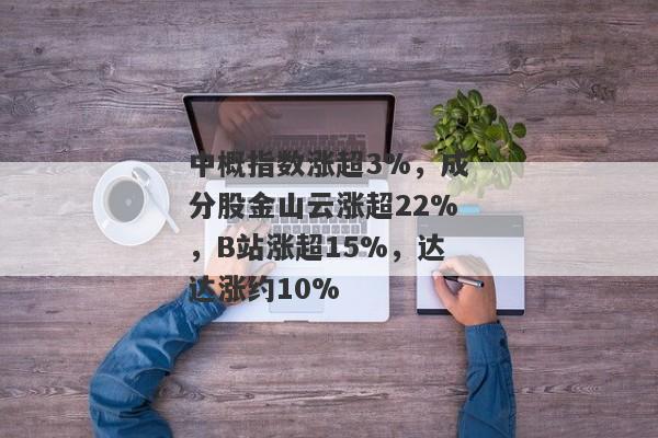 中概指数涨超3%，成分股金山云涨超22%，B站涨超15%，达达涨约10%